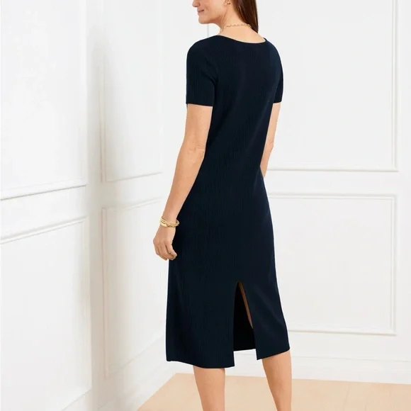 TALBOTS- RIBBED MIDI DRESS - Picture 2 of 7